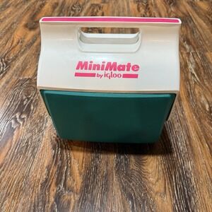 Vintage 1990's Mini Mate Cooler by Igloo Made in USA Teal &‎ Hot Neon Pink Lunch
